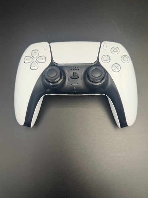 Front view of the exact Glacier White PS5 DualSense controller, unit PS5-WHT-HE-004