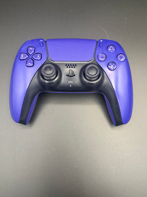 Front view of the exact Galactic Purple PS5 DualSense controller, unit PS5-GPR-001