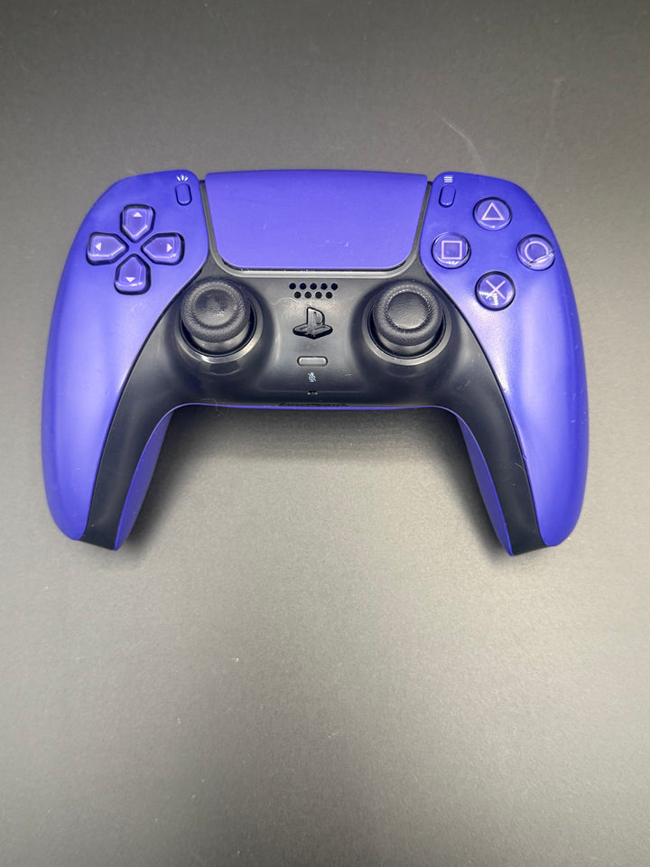 Front view of the exact Galactic Purple PS5 DualSense controller, unit PS5-GPR-001
