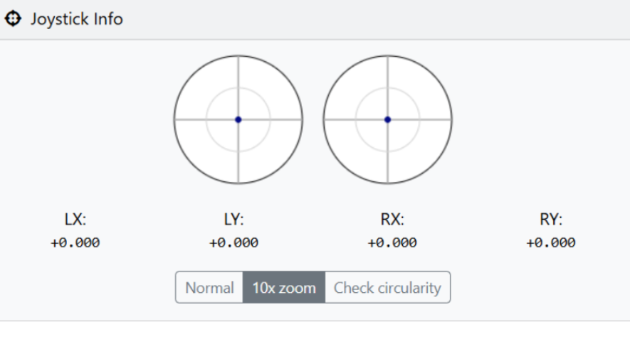 Controller connected to joystick calibration software during final testing