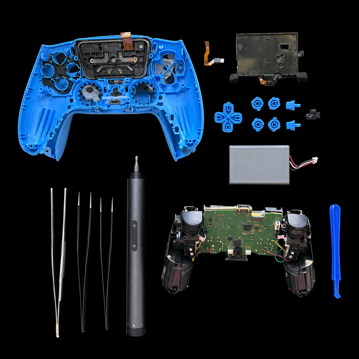Open game controller undergoing an arrival inspection at the TechRevive workbench